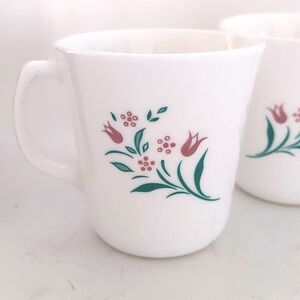 Corning Ware Rosemarie Coffee Cups Mugs Pink Tulip Set of 2